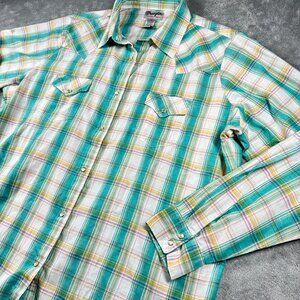 Wrangler Women’s 3XL Plaid Pearl Snap Long Sleeve Western Shirt